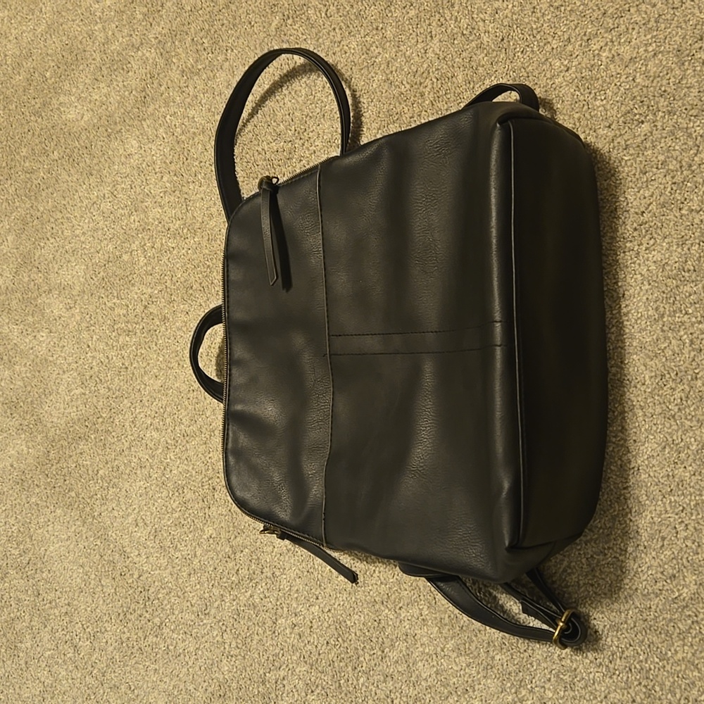 Black Pleather Purse Backpack